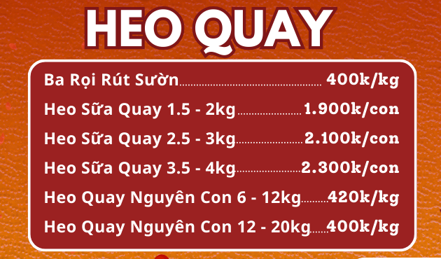 Menu heo quay Huỳnh Ký