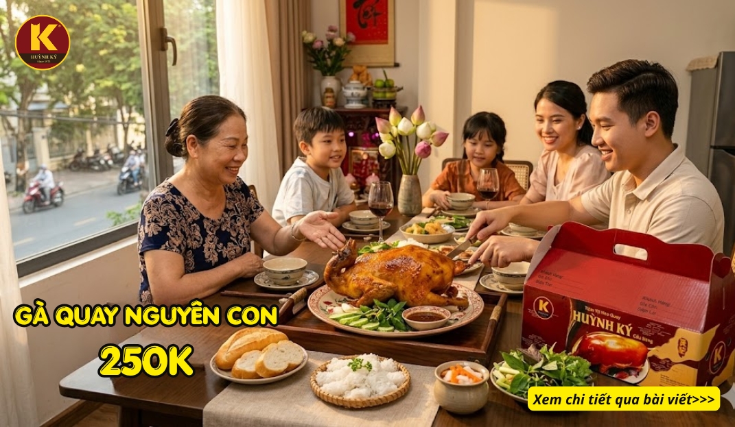 Gà quay nguyên con cho tiệc nhỏ